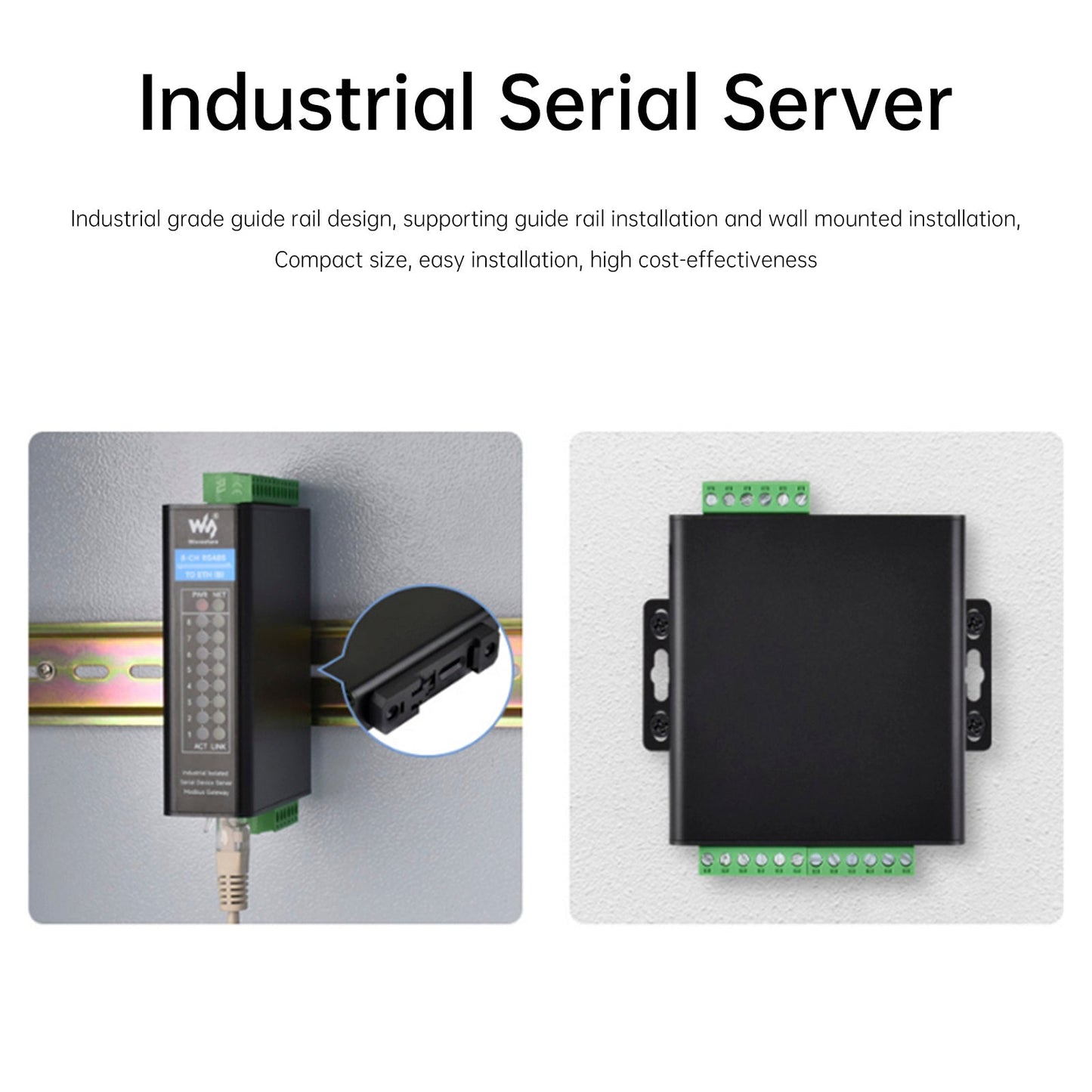 Industrial Isolated Serial Port Module Eight-Way RS485 to RJ45 Ethernet Gateway