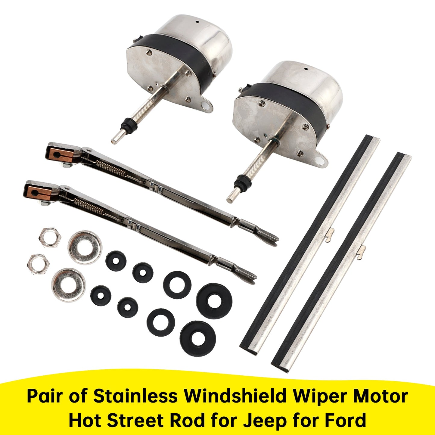 Pair of Stainless Windshield Wiper Motor Hot Street Rod for Jeep for Ford