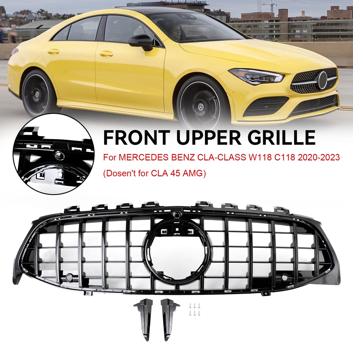 W118 CLA Class 2020-2023 C118 GTR Mercedes Benz Grill Black Front Bumper Grille Grill