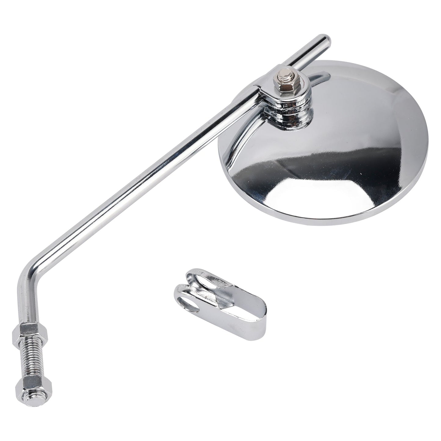 Pair Universal Motorcycle 4" Chrome Clamp-On Mirrors - Round for 7/8" in Bars