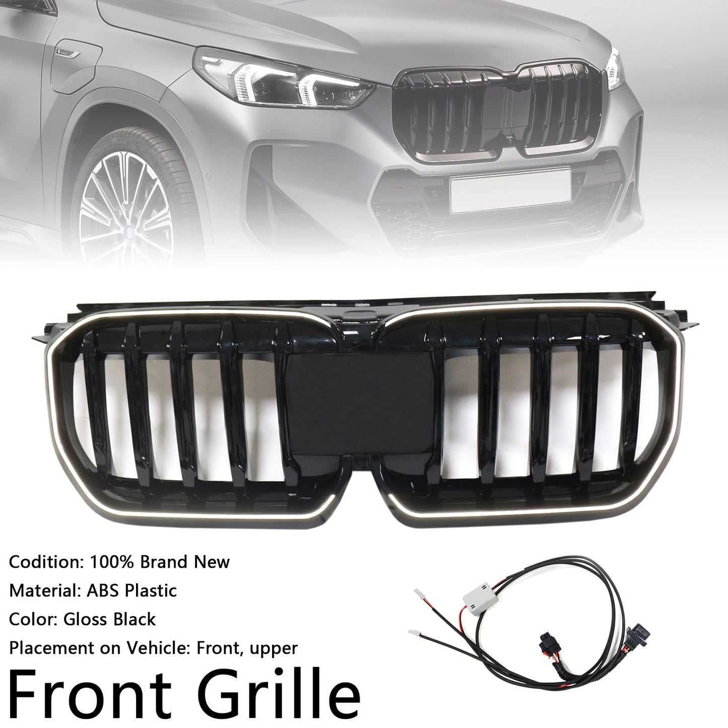 2023-2024 BMW X1 U11 U12 Gloss Black Front Bumper Kidney Grill Grille