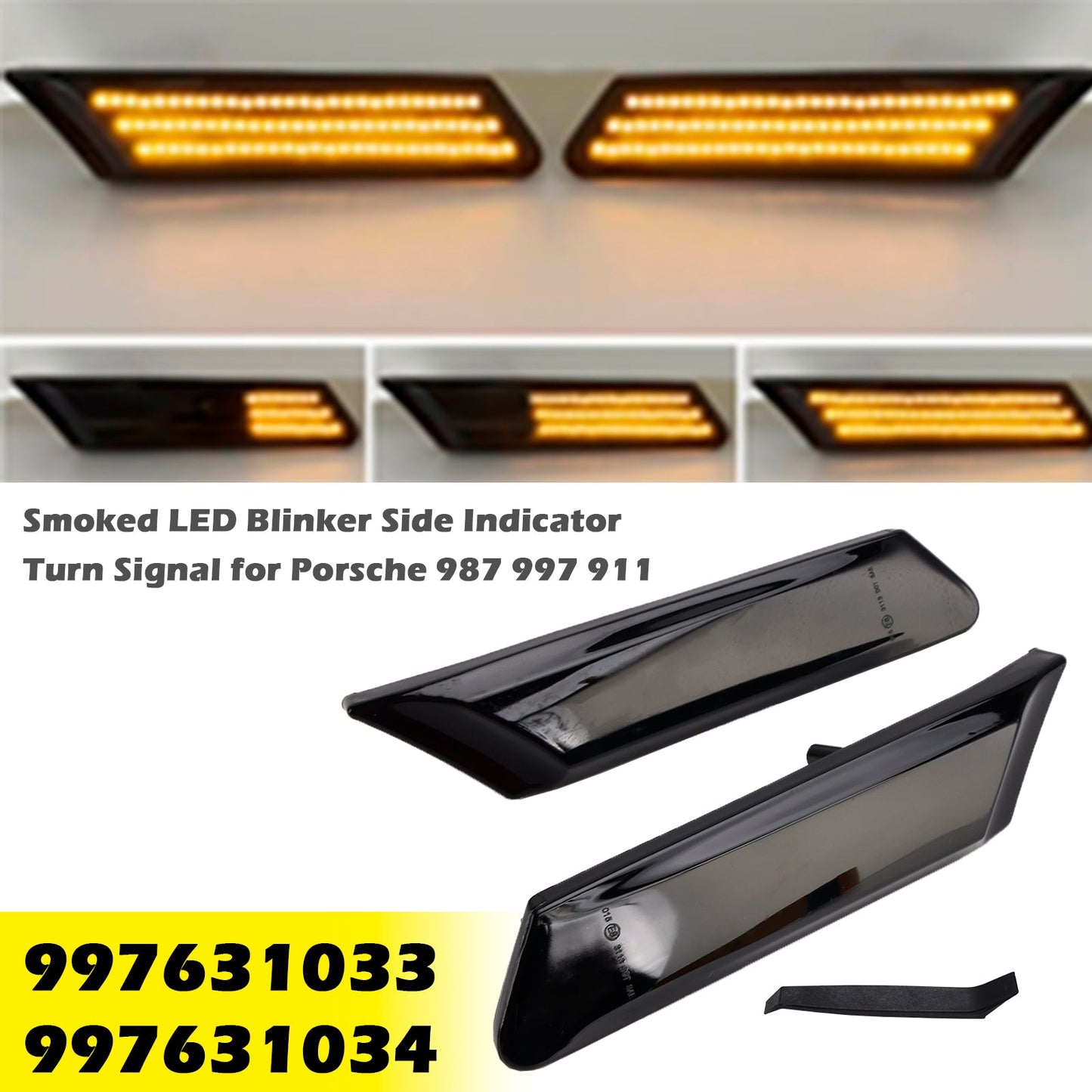Smoked LED Blinker Side Indicator Turn Signal for Porsche 987 997 911