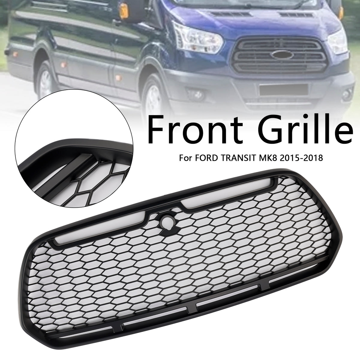 2015-2018 Ford Transit MK8 Matte Black Front Bumper Grille Grill Raptor