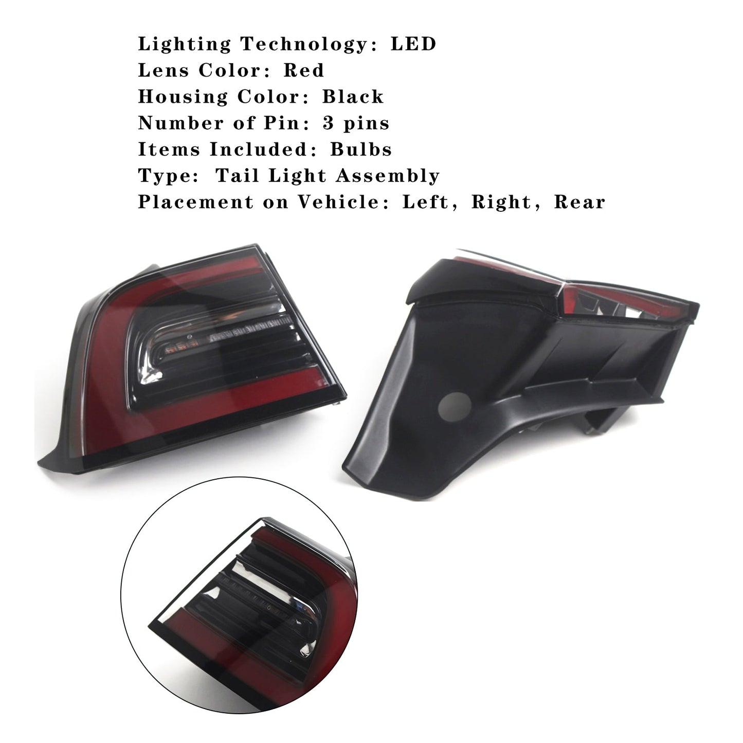 2020-2023 Tesla Model Y L+R Rear Tail Lamp LED Light 1077399-00,1077398-00