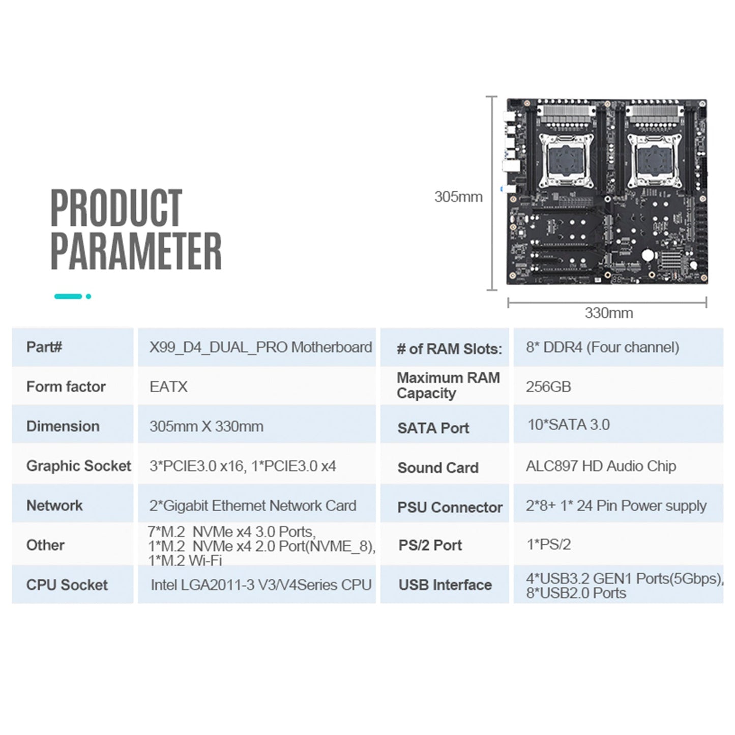 X99 Dual-Channel Motherboard PRO Desktop Computer Motherboard LGA2011-3 V3/V4