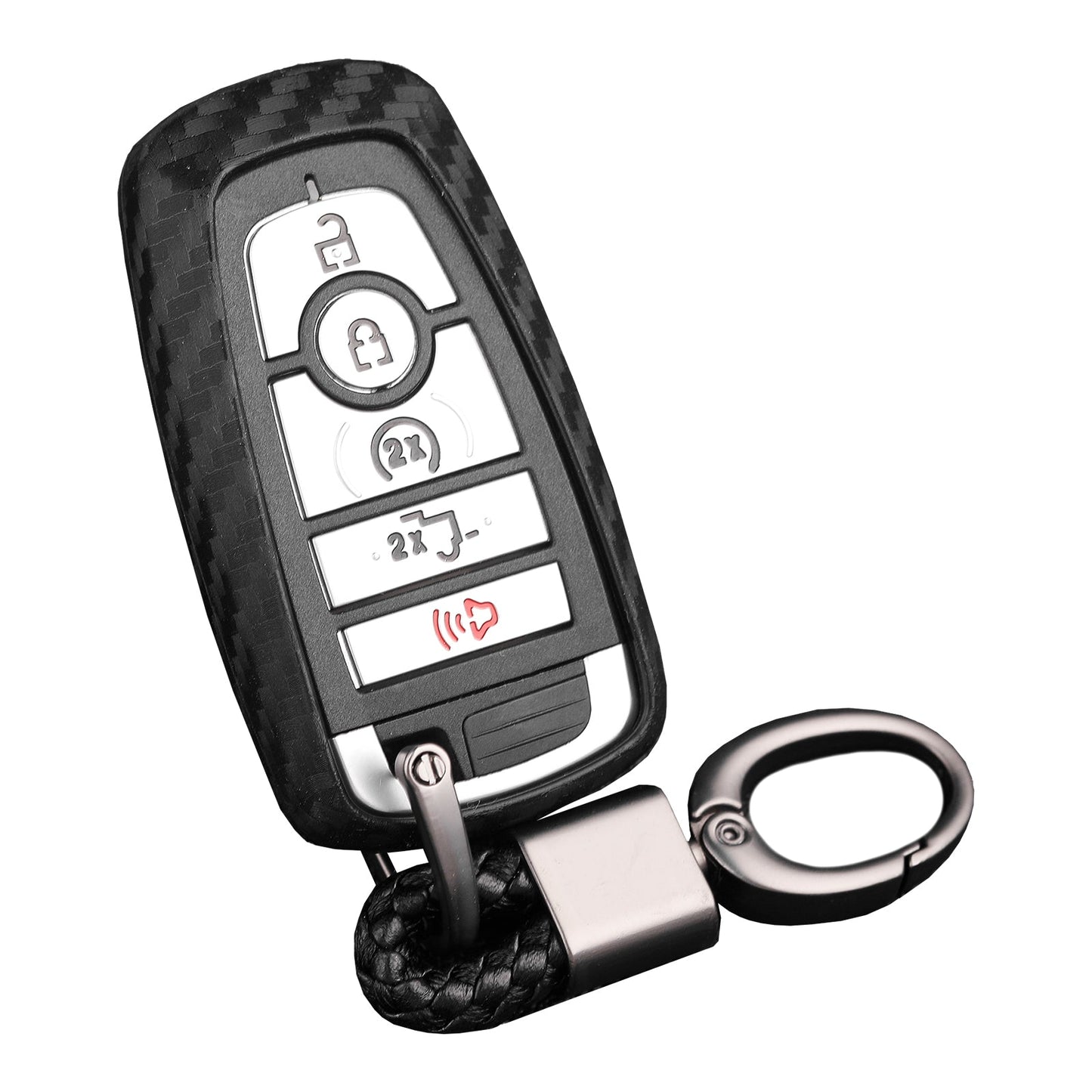 Leather Silicone Car Key Case Cover With Buckle For Ford Smart