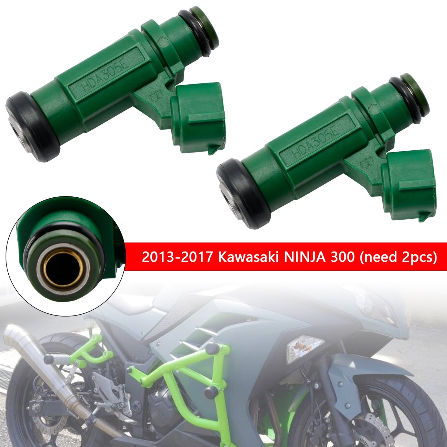 2PCS Fuel Injector For Kawasaki Versys-X 300 2017-2022 Ninja 300 2013-2017 49033-0558