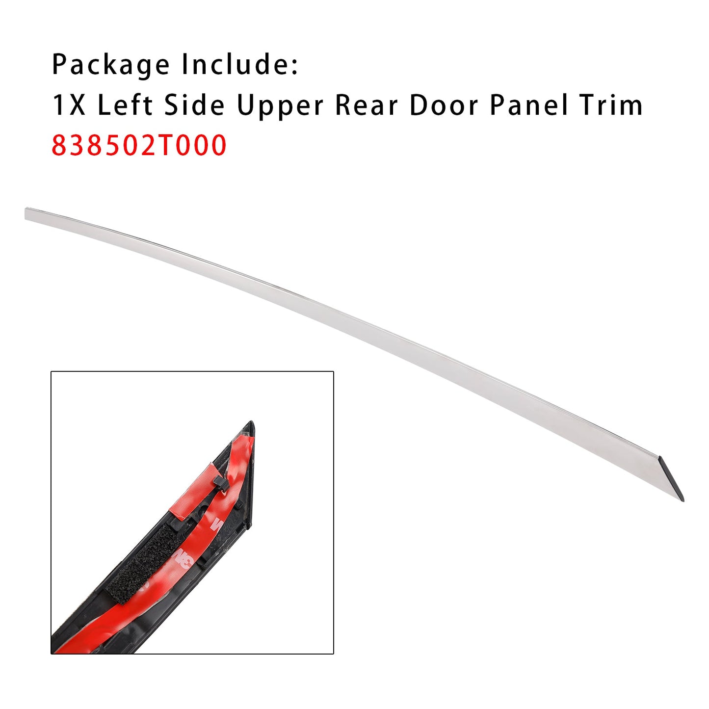 2011-2015 Kia Optima Left Side Upper Rear Door Panel Trim Molding Chrome