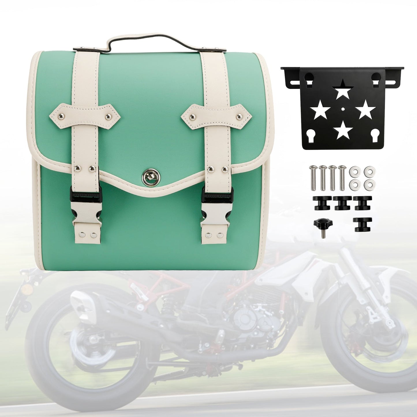 Side Tool Bag Saddlebag Quick Release Luggage Kit Green For Cruiser Adv Cafe