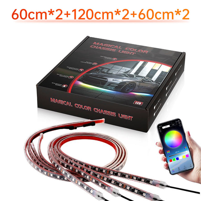 6Pcs LED Chassis Light Modified With Fantasy Ambient Light APP Controller 60cm*2+120cm*2+60cm*2
