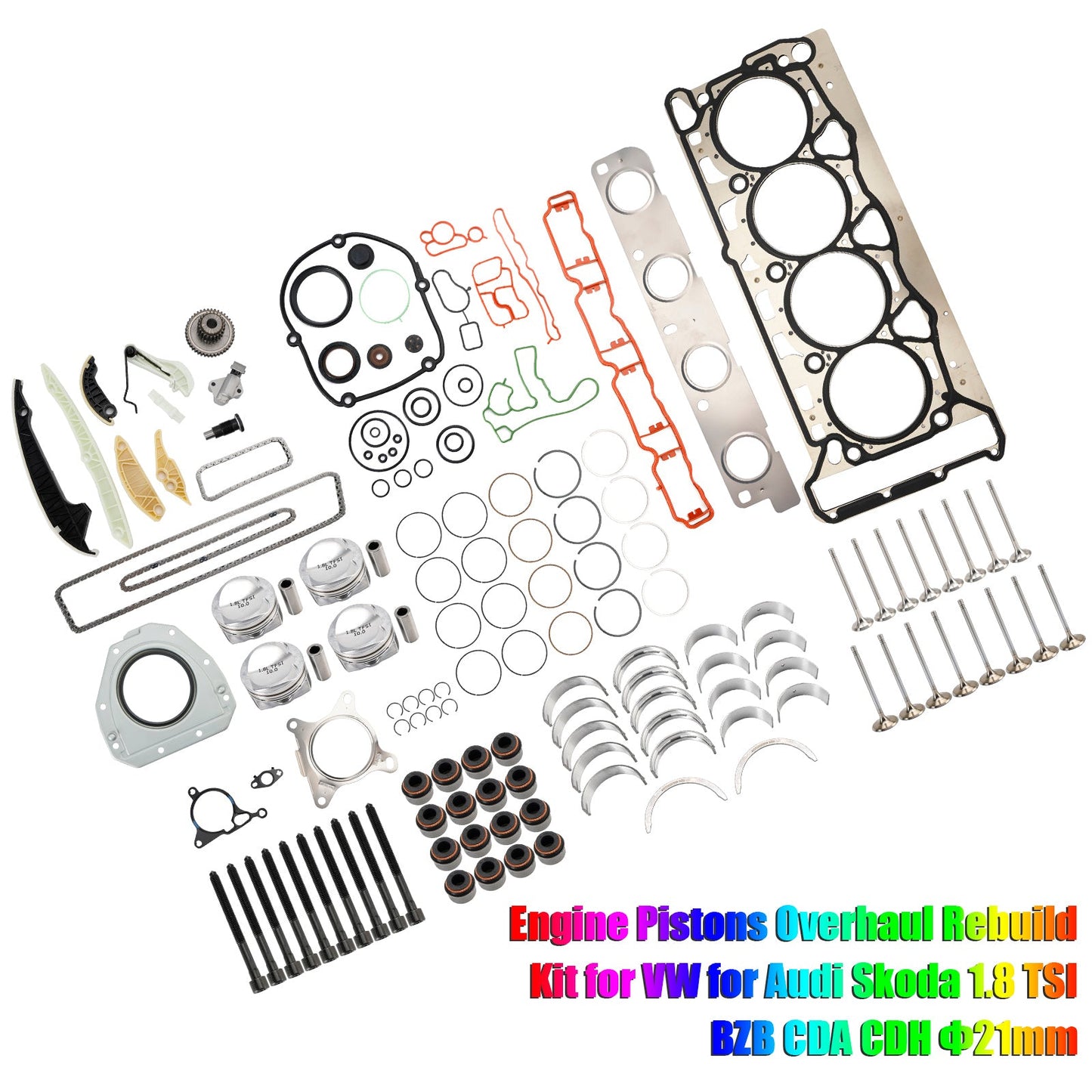 2008-2011 1.8 SKODA Superb TSI BZB CDAA CDAB Engine Pistons Overhaul Rebuild Kit 06H107065CP 06H109509Q