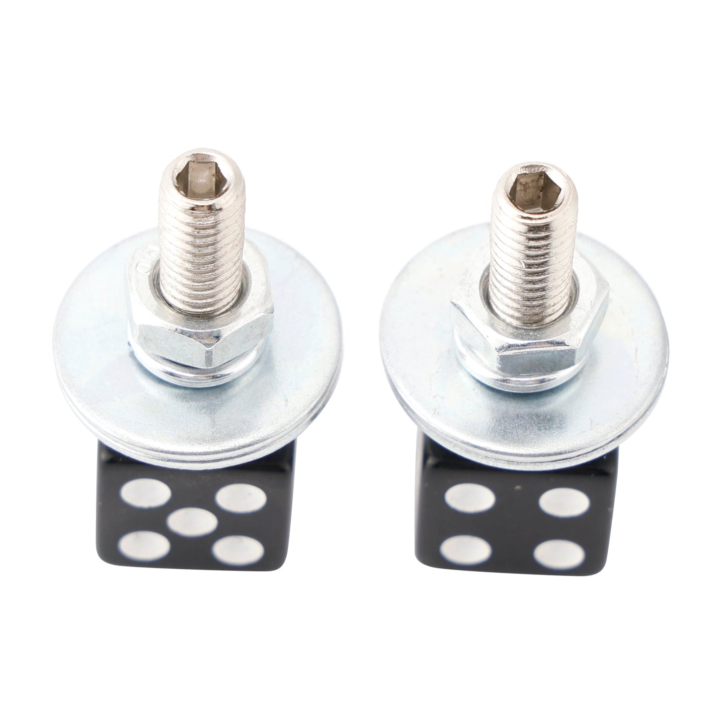 2x Custom DICE License Plate Bolt Screw Black Plastic Motorcycle Chopper Bobber