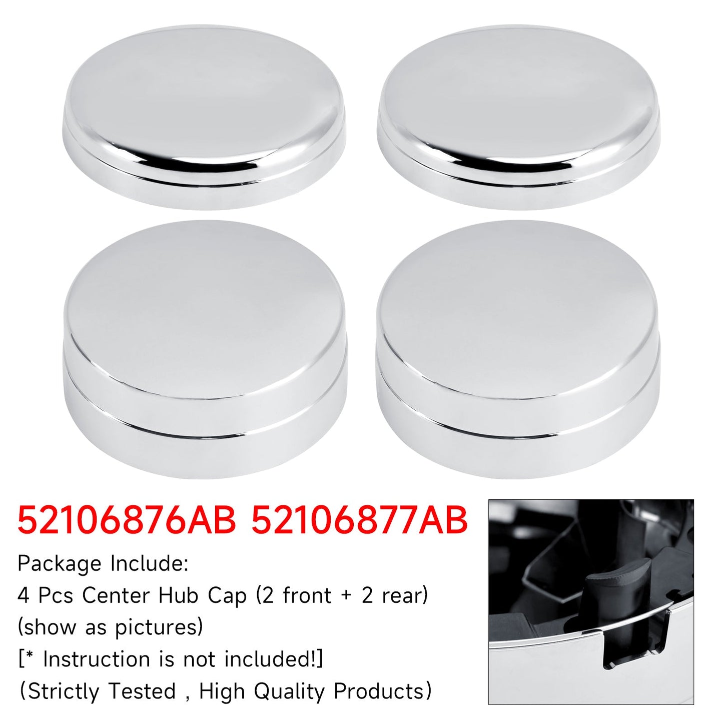 2003–2010 For Dodge Ram 3500 Dually (5 slot 17" steel wheels) 4X Center Hub Cap 52106877AA