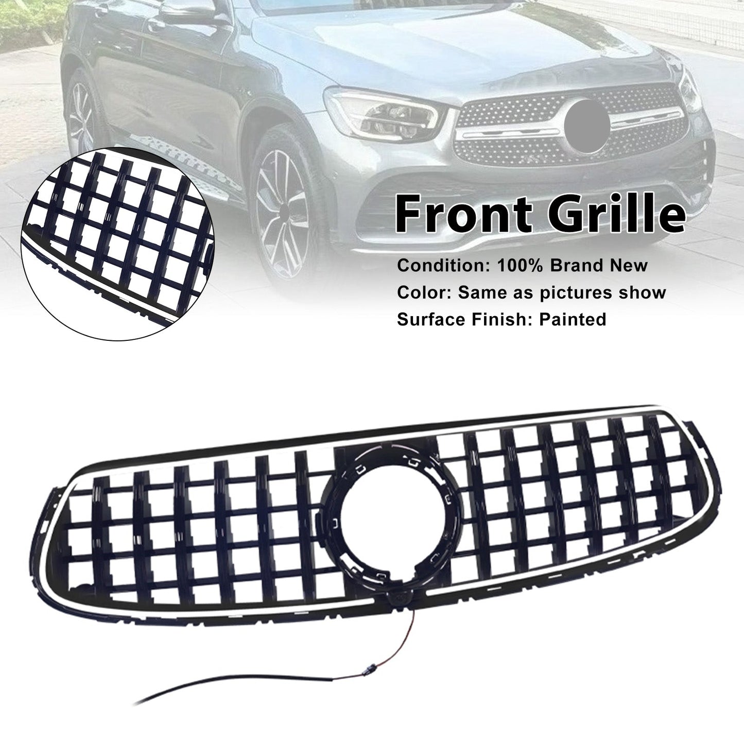 2020-2022 Fit Mercedes-Benz X253 GLC250 GLC300 GT-Style Front Bumper Grille