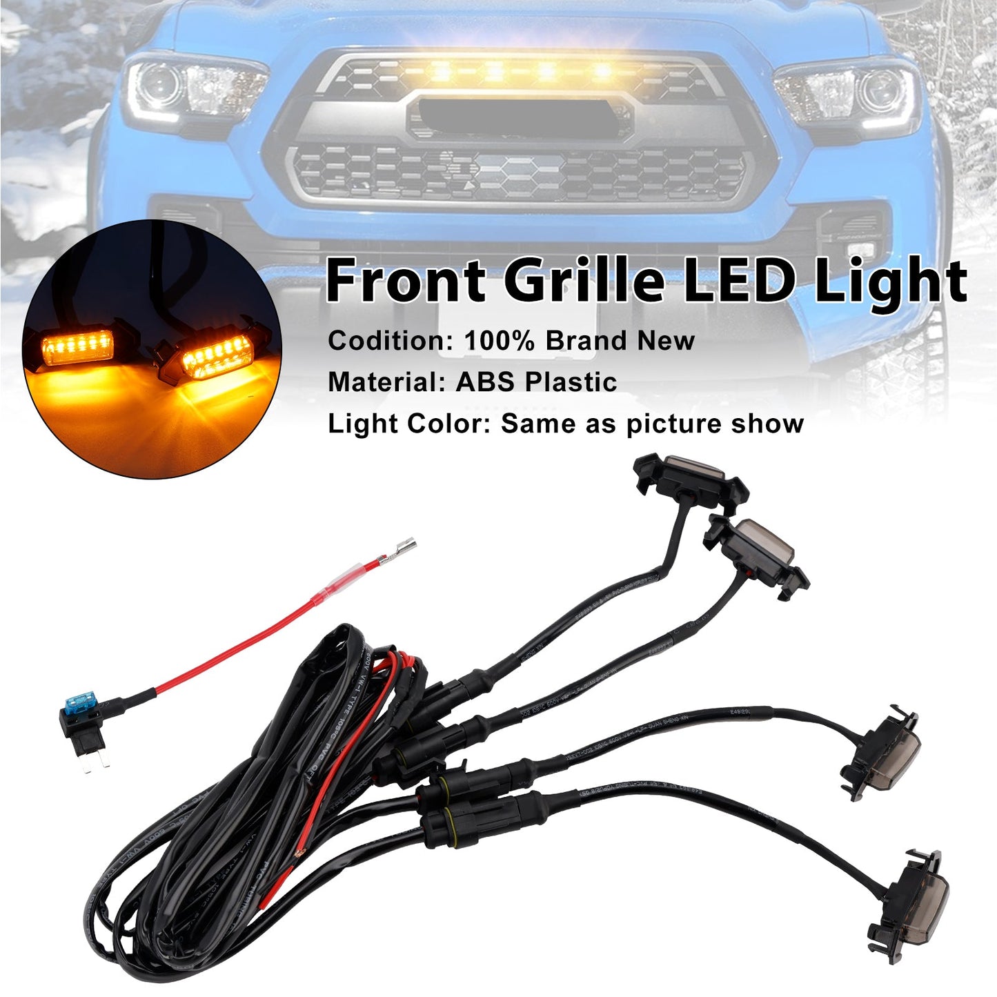 2016-2023 Toyota Tacoma Smoked Lens Amber Light Front Grille LED Light Kit