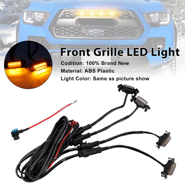 2016-2023 Toyota Tacoma Smoked Lens Amber Light Front Grille LED Light Kit
