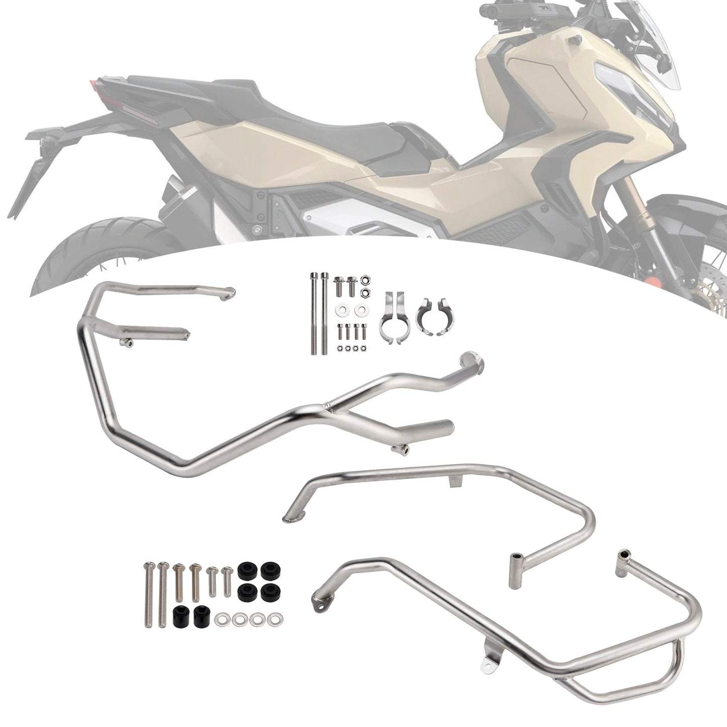 2025+ Honda X-Adv 750 Upper Lower Kit Engine Guard Frame Crash Bar Silver
