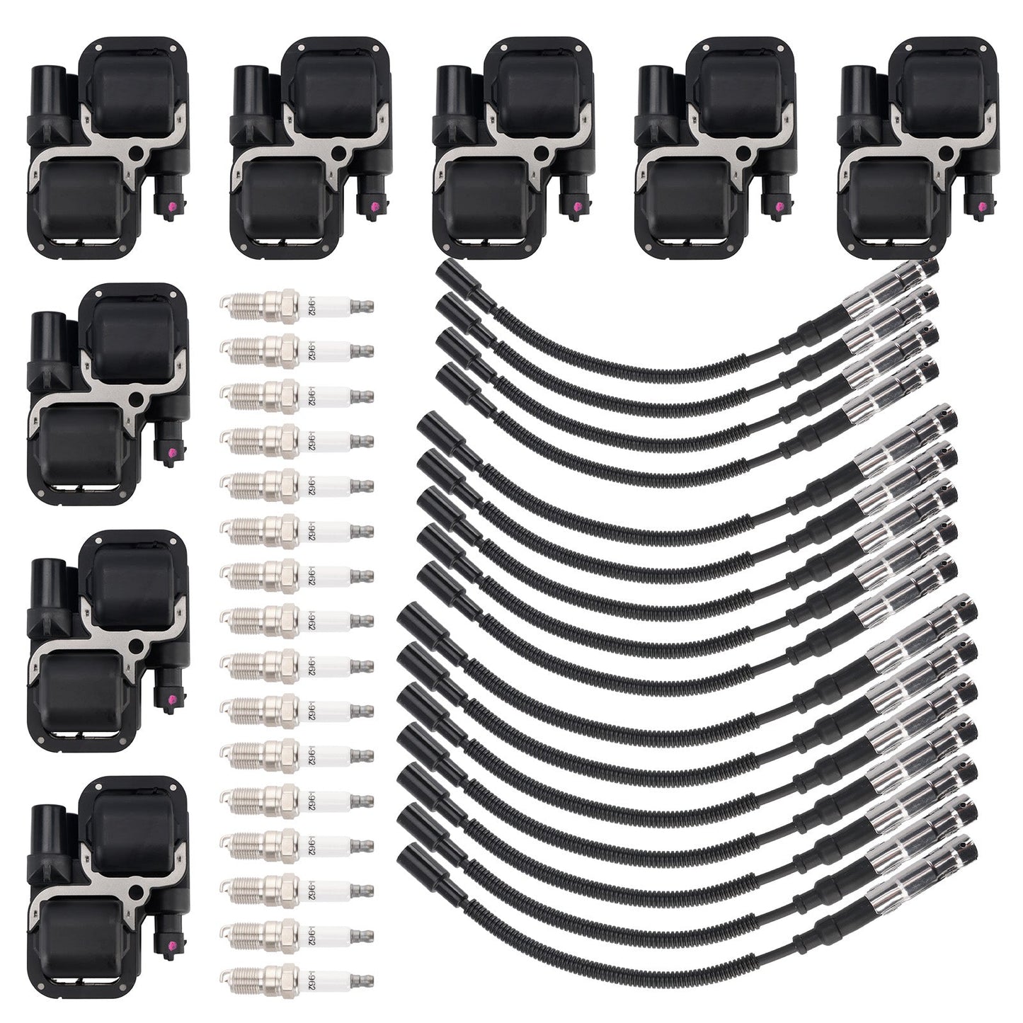 2003-2006 Mercedes Benz E500 8x Ignition Coil+16x Spark plug +16x Wire Set UF359 0001587303