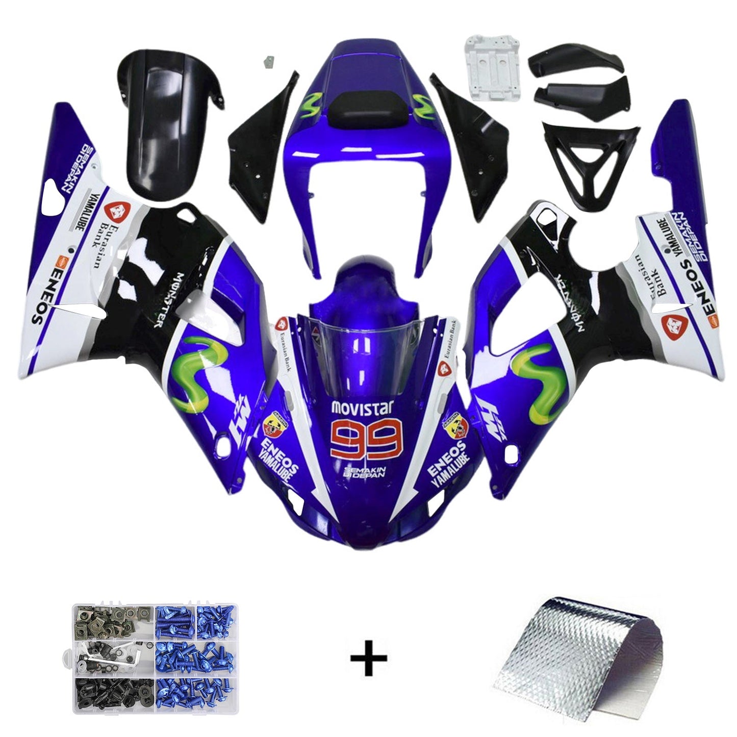 1998-1999 Yamaha YZF-R1 Injection Fairing Kit Bodywork Plastic ABS