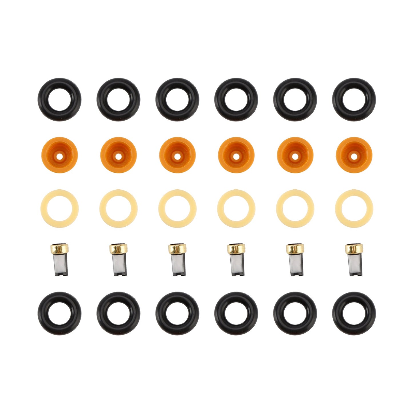6PCS Fuel Injector O-Ring Filter Seal Fit Audi 80 90 100 A4 A6 A8 2.4 2.6 2.8