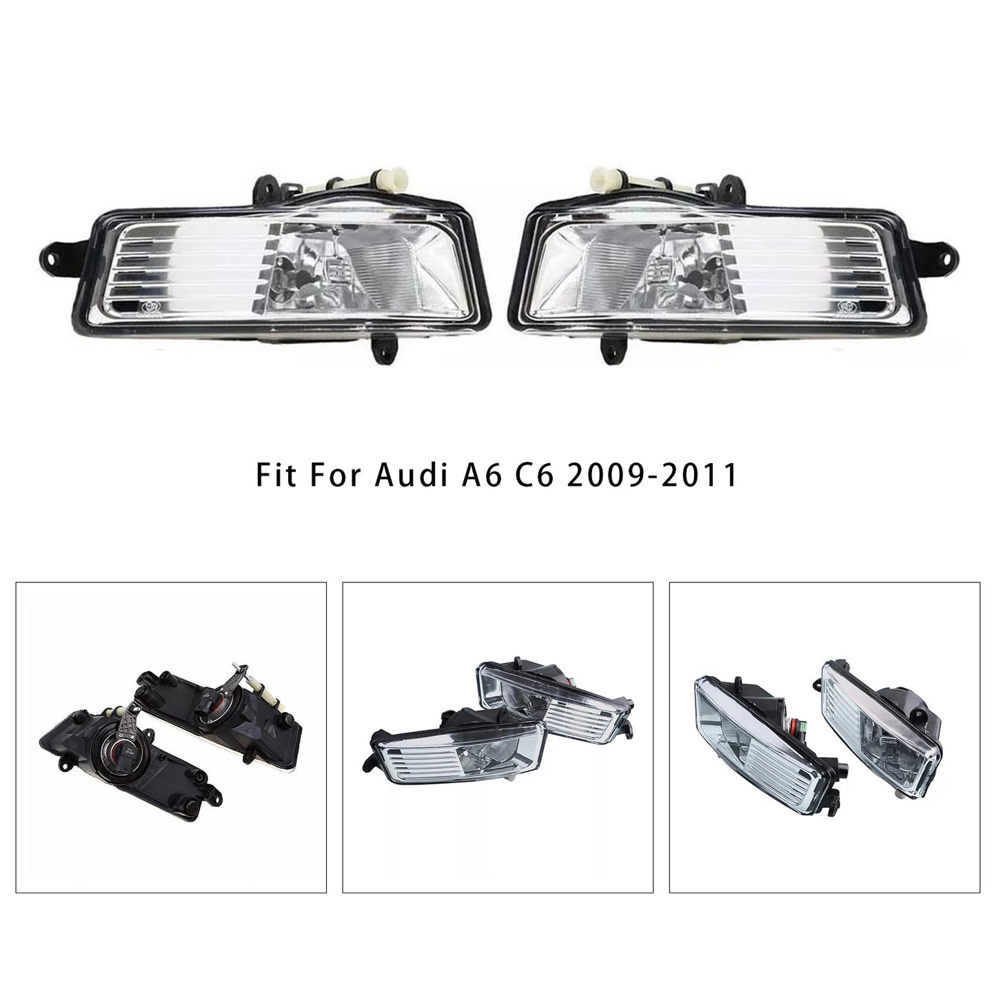Pair Front Bumper Driving Fog Light Lamps For Audi A6 Avant 4F C6 2009-2011