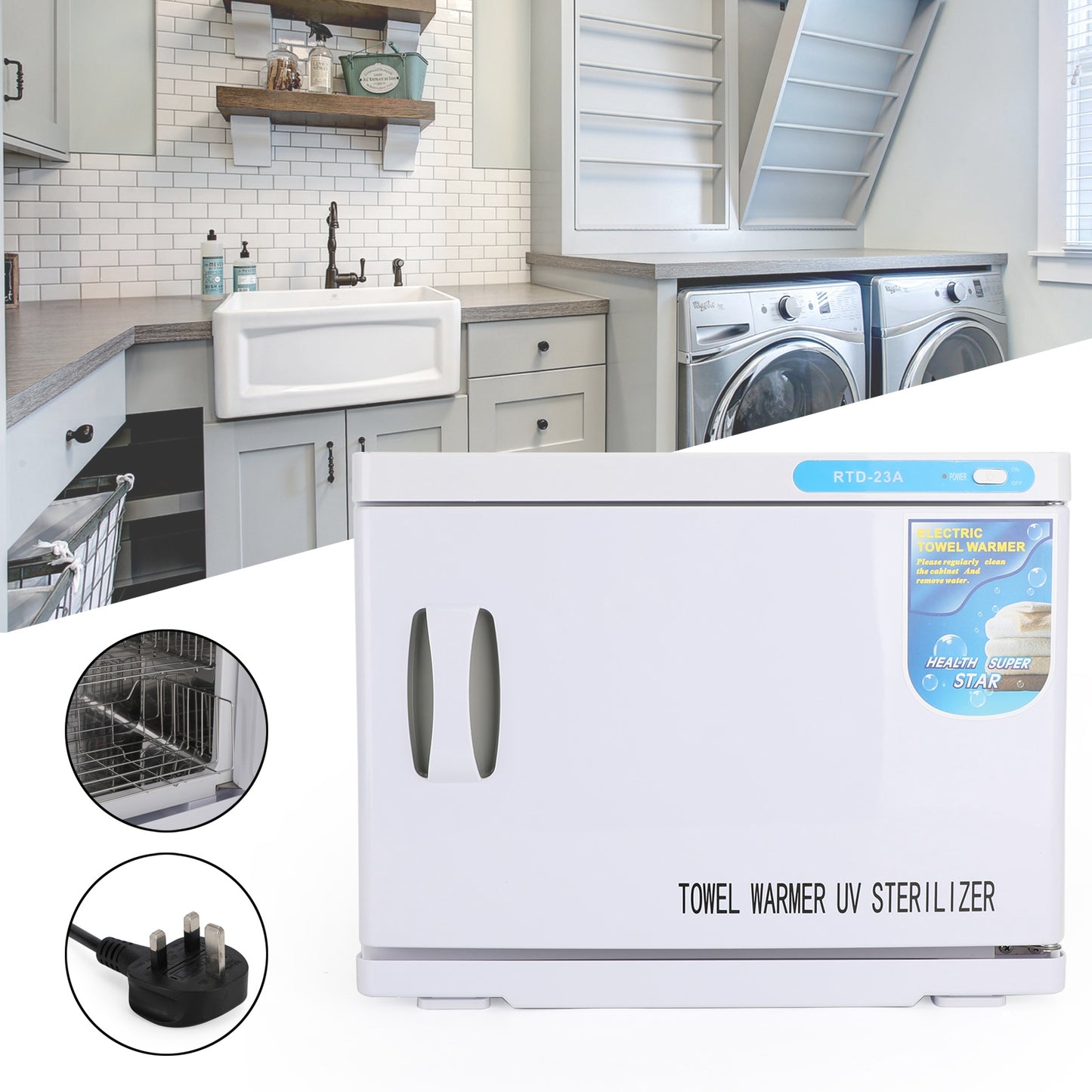 23L Hot Towel Warmer Cabinet UV Sterilizer Box Facial Salon Beauty Equipment