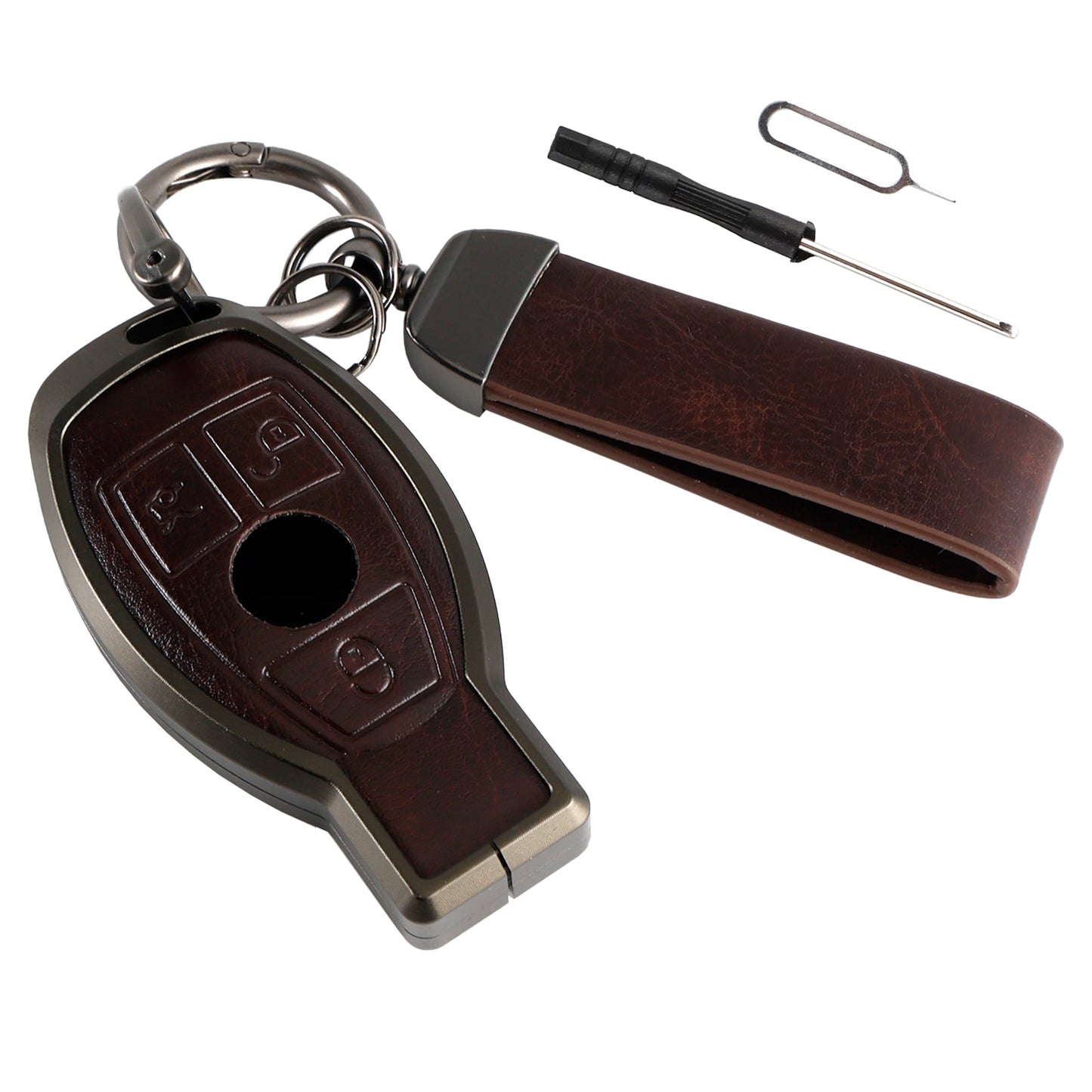 Benz GLC GLK CLS GLA CLA AMG Alloy Aluminum TPU Car Key Brown Case Cover
