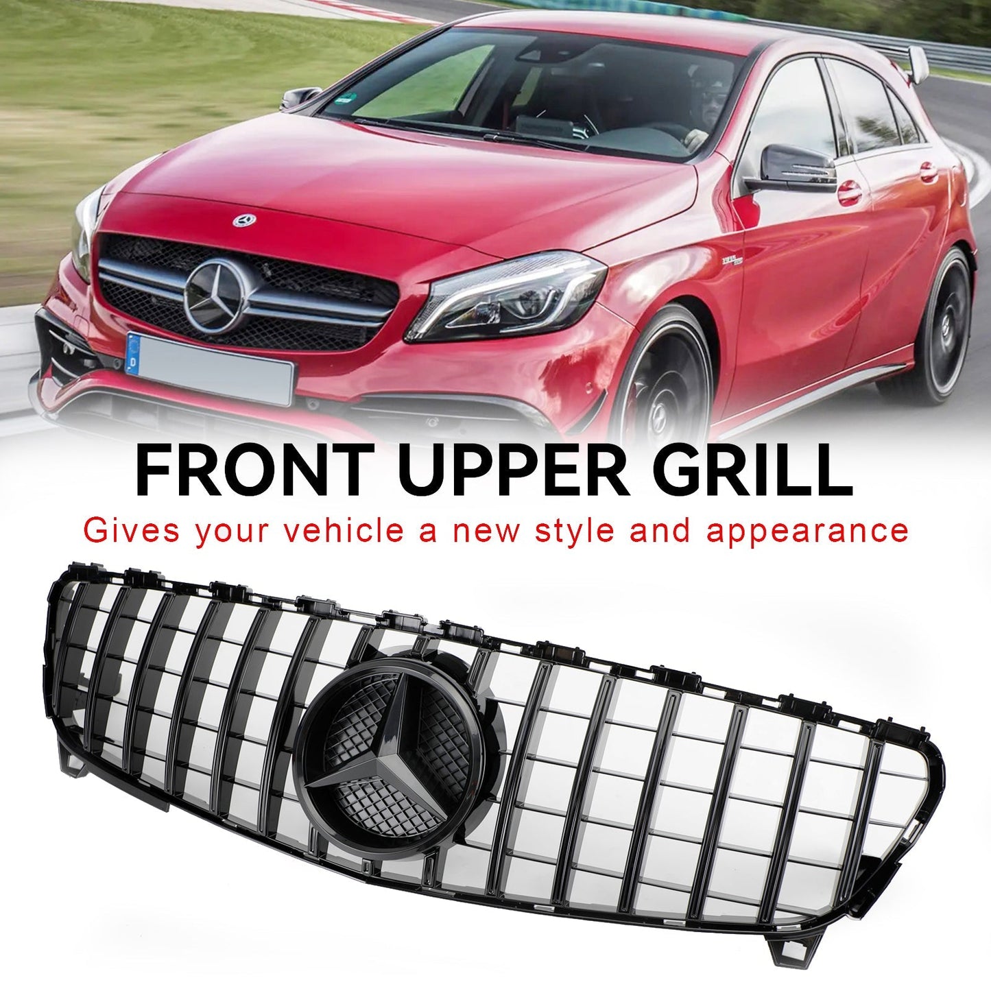 A CLASS W176 2016-2018 MERCEDES BENZ GTR Style Front Bumper Grille Grill