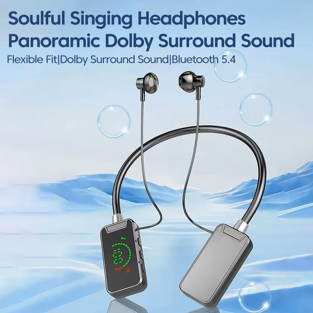 Bluetooth Headphones 5.3 Smart Digital Display for Games Live Singing Ear-Return