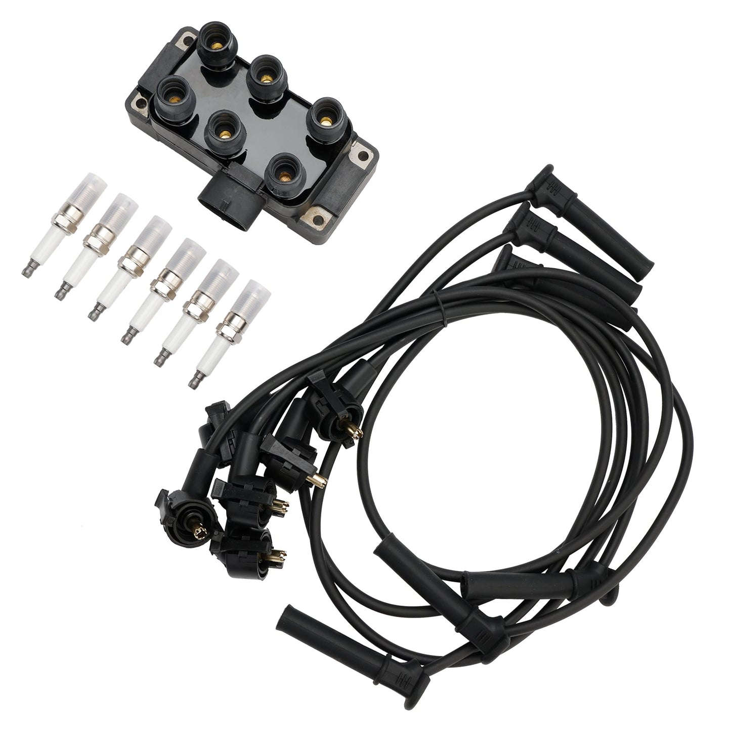 1993-1995 Ford Taurus V6 3.2l Ignition Coil+6 Spark plug+6 Wire FD480 DG452 90TF12029A
