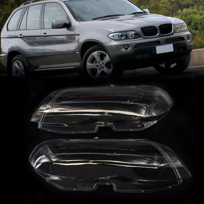 2004-2006 BMW X5 E53 2PCS Front Headlight Glass Clear Cover