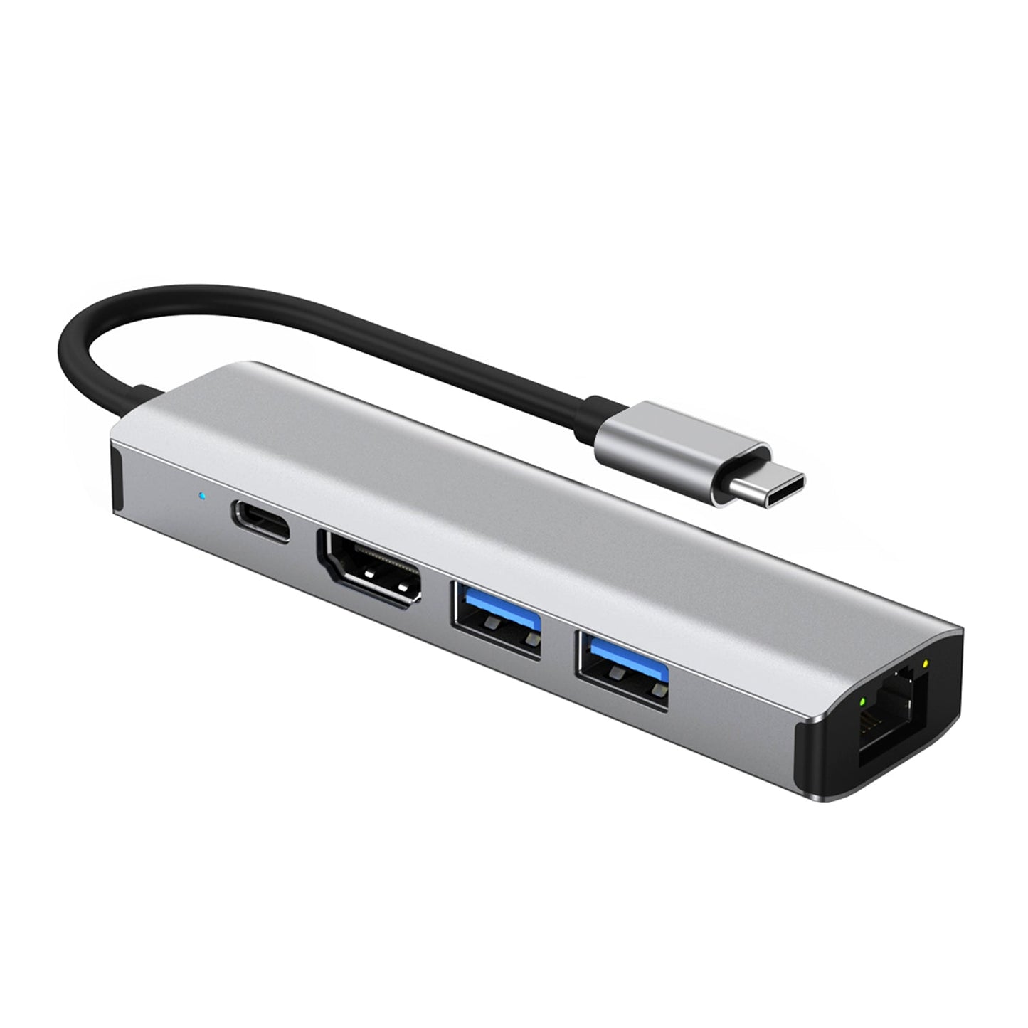 5 in 1 TYPE-C to USB3.0*1+USB2.0*1+PD100W/USB-C Data+HDMI+100M Network Card iPad