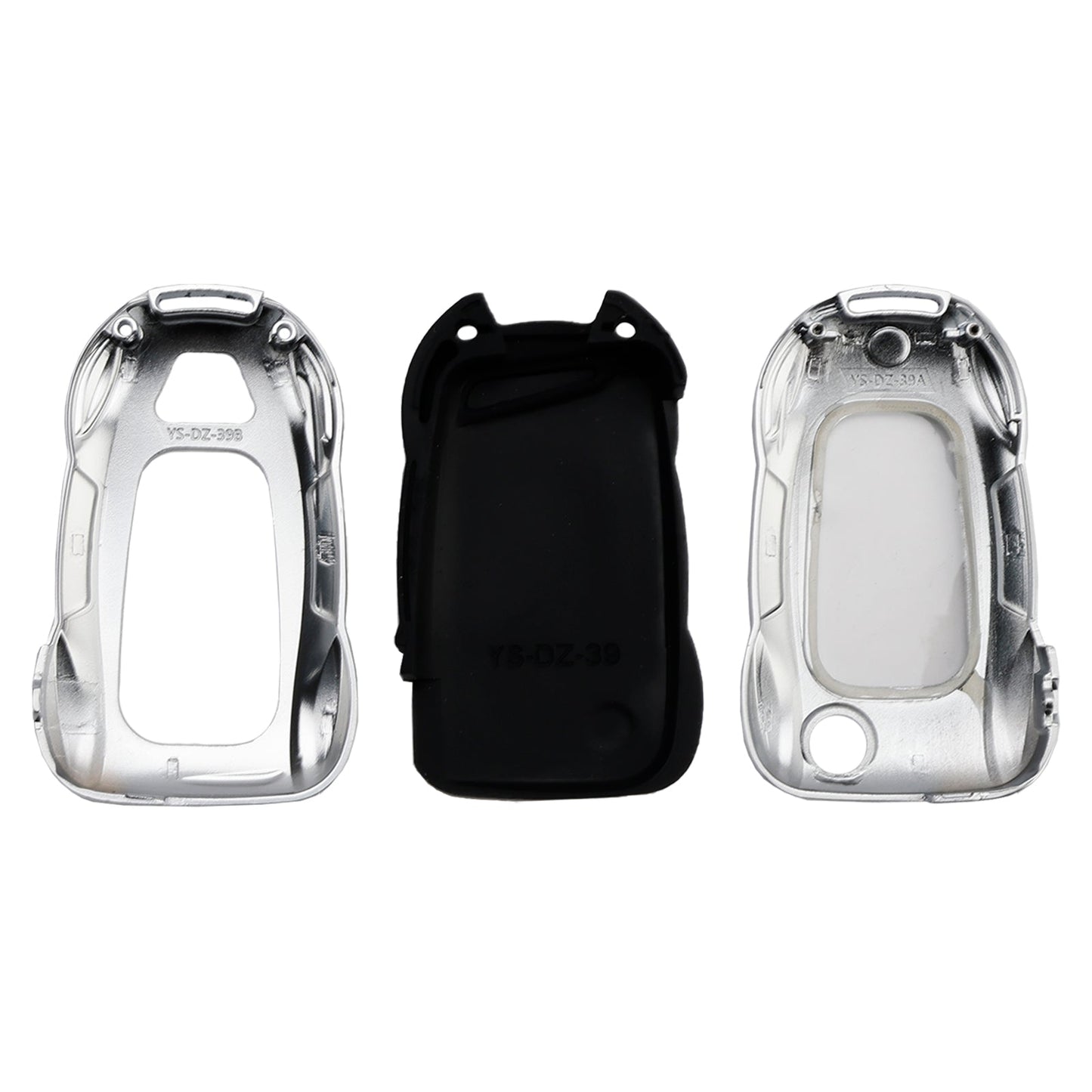 VW Polo Skoda Leather Alloy Zinc Car Key Silvery Case Cover