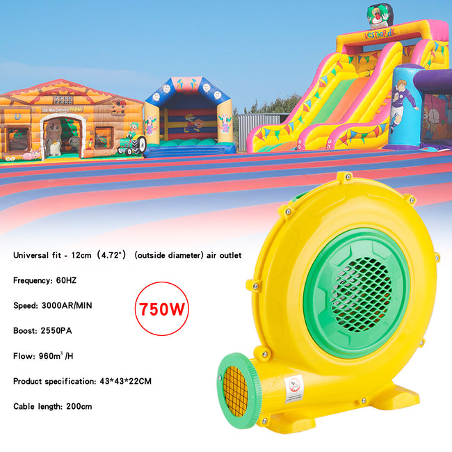 750 Watt Inflatable Bounce House Water slide Air Pump Blower Fan Inflatable castle