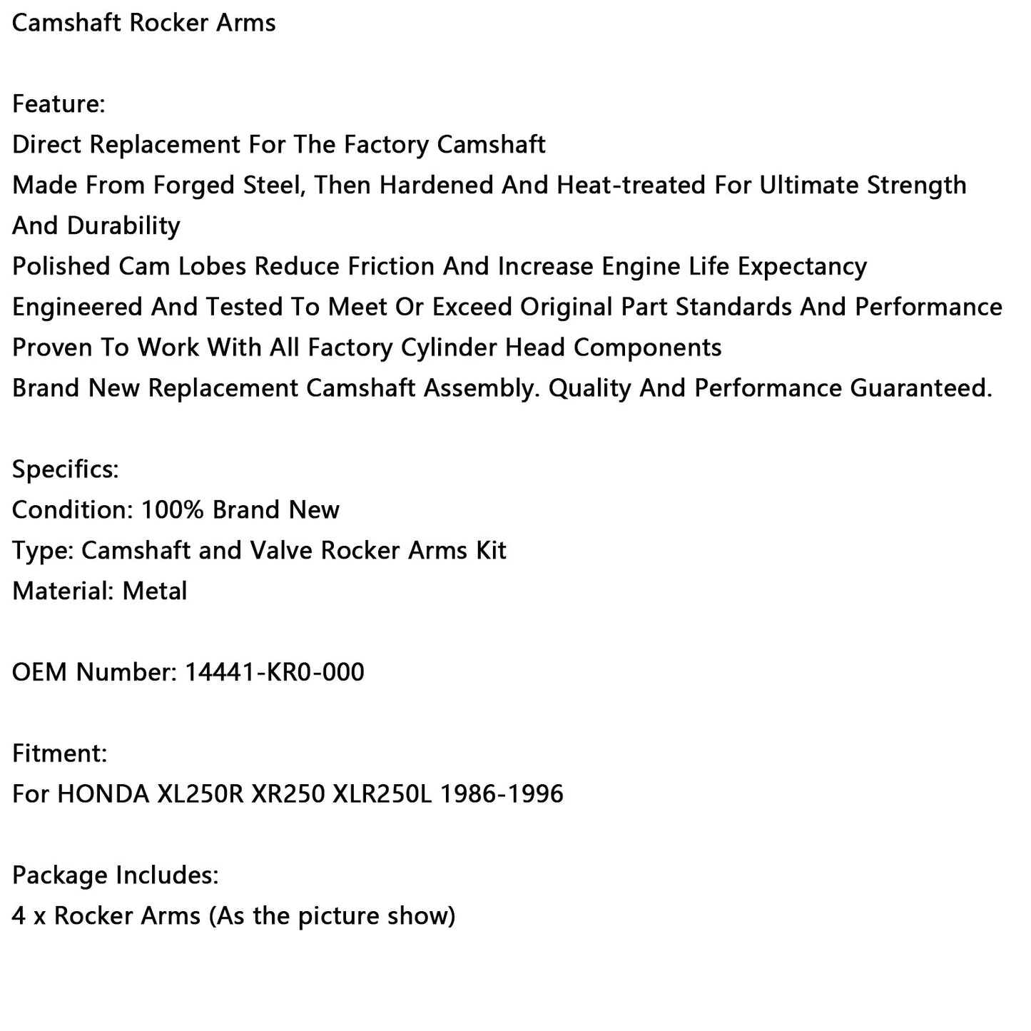1986-1996 HONDA XL250R XR250 XLR250L Camshaft Rocker Arm 14441-KR0-000
