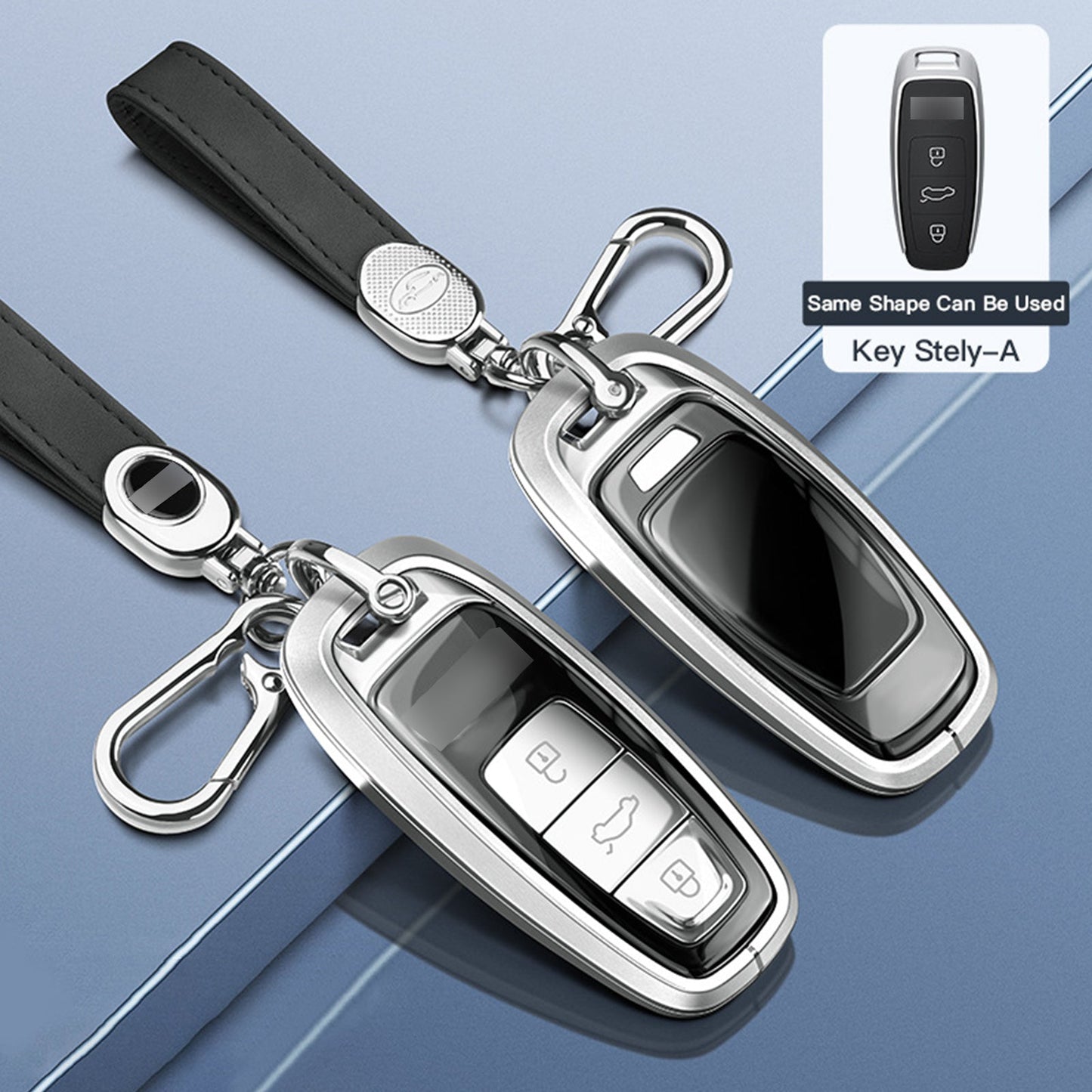 Aluminum Alloy TPU Silvery Car Key Case Cover With Buckle For Audi a6l a4l a3