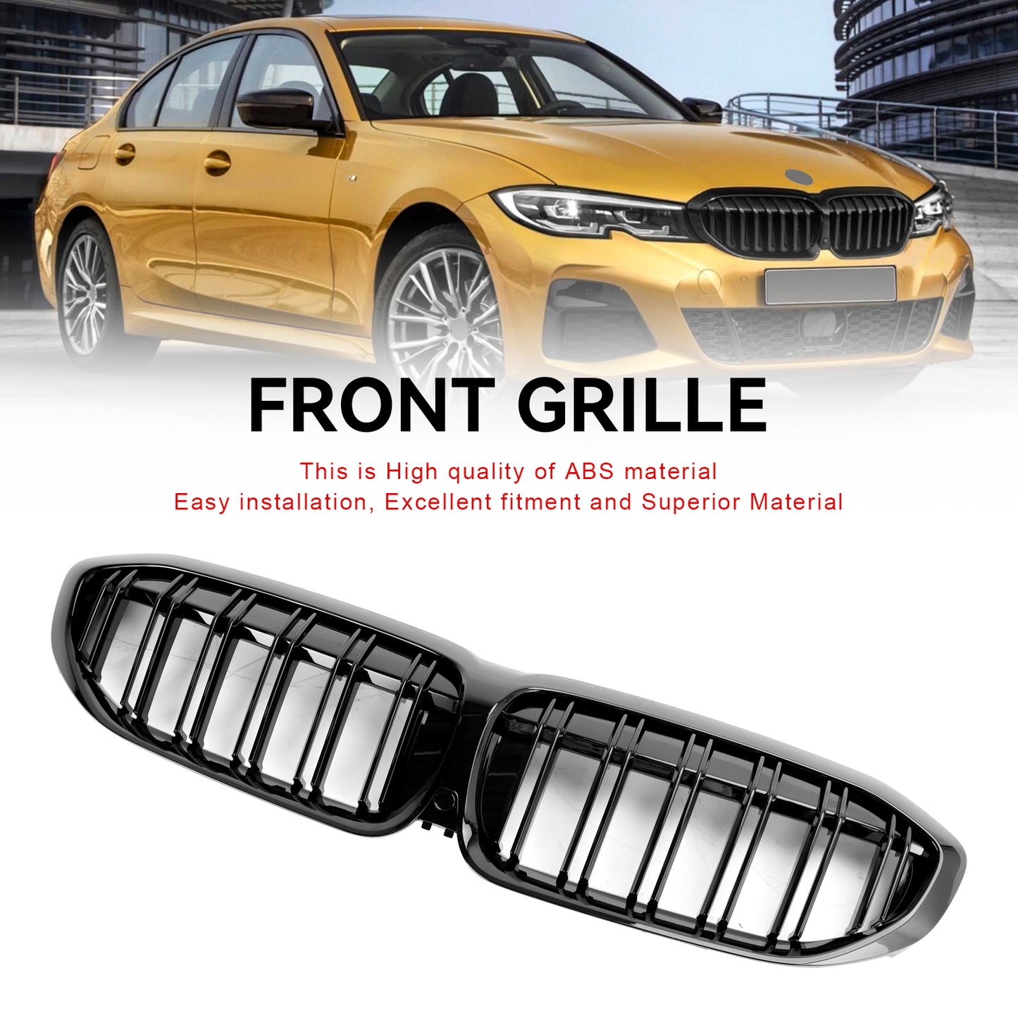 2019-2022 BMW 3 Series G20 Black Dual Slat Kidney Grille Grill 51138072085