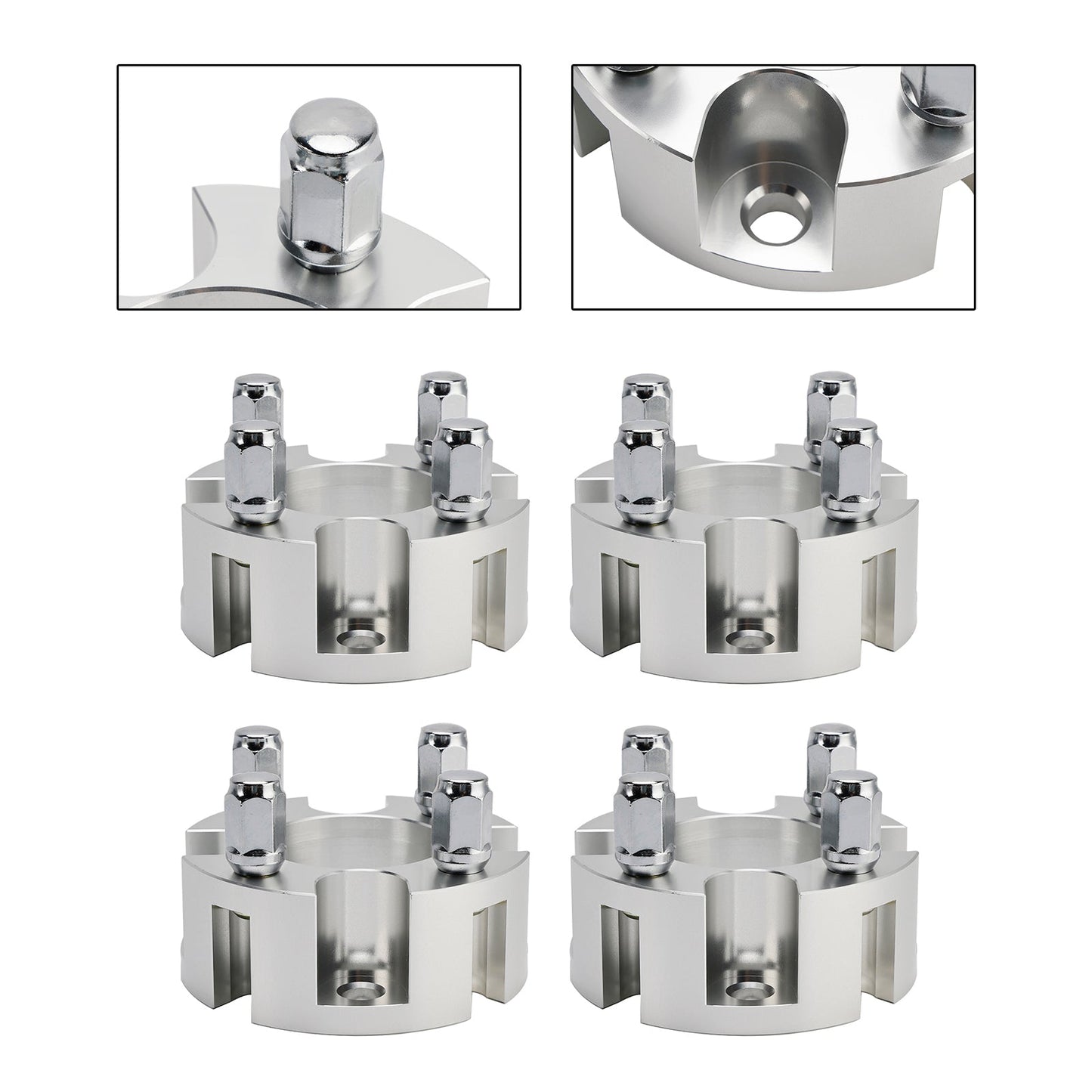 Yamaha Club Car Ezgo 2" Wheel Spacers Kit Cable Golf Carts Lug Nuts Silver