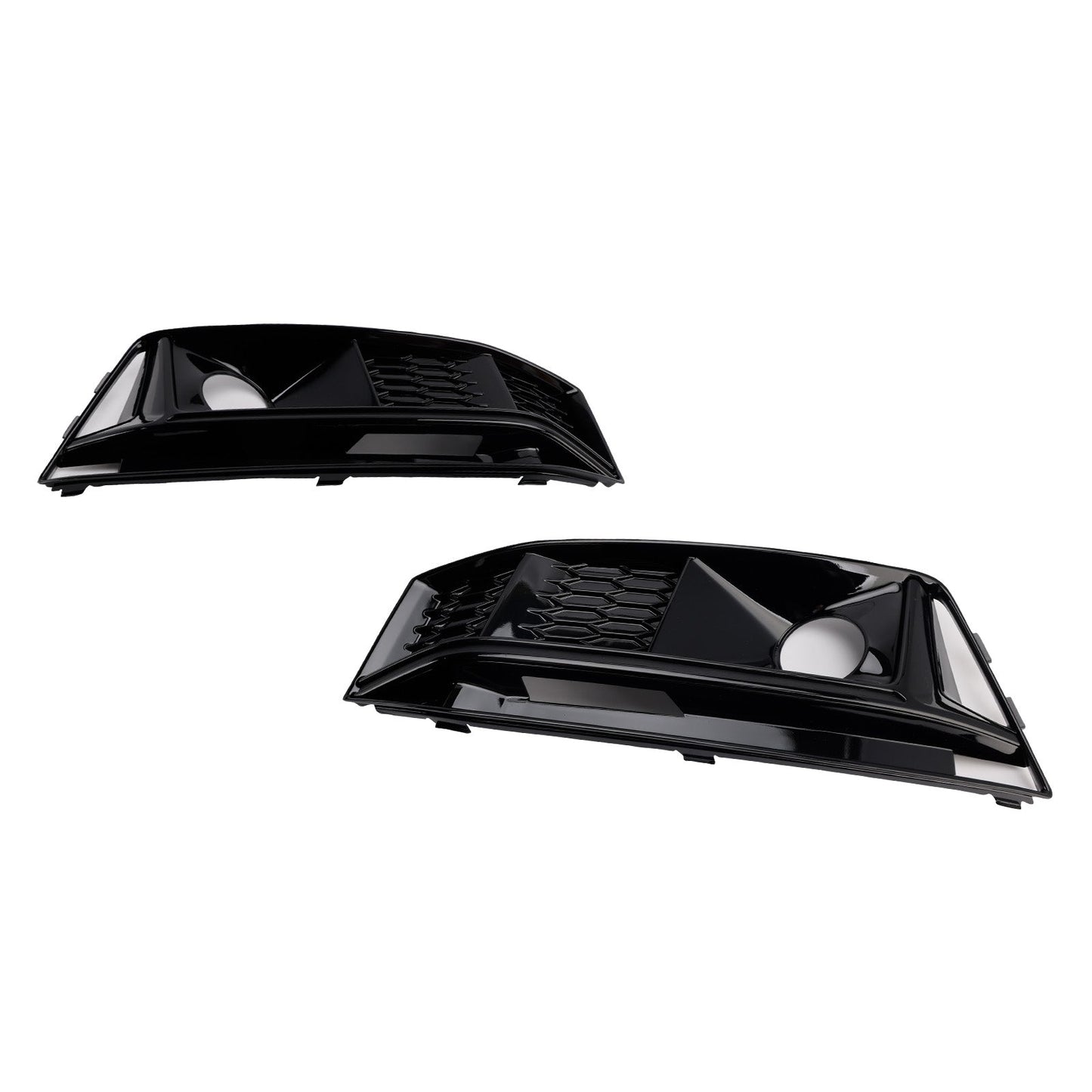 2016-2019 Audi A4 B9 S4 2PCS Black Front Bumper Foglight Grille Grill