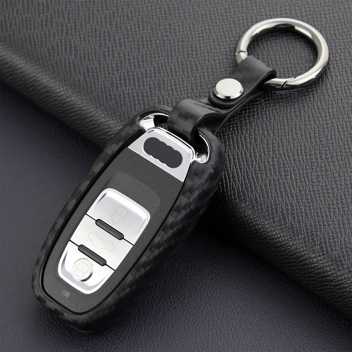 Leather Silicone Car Key Case Cover With Buckle For Audi