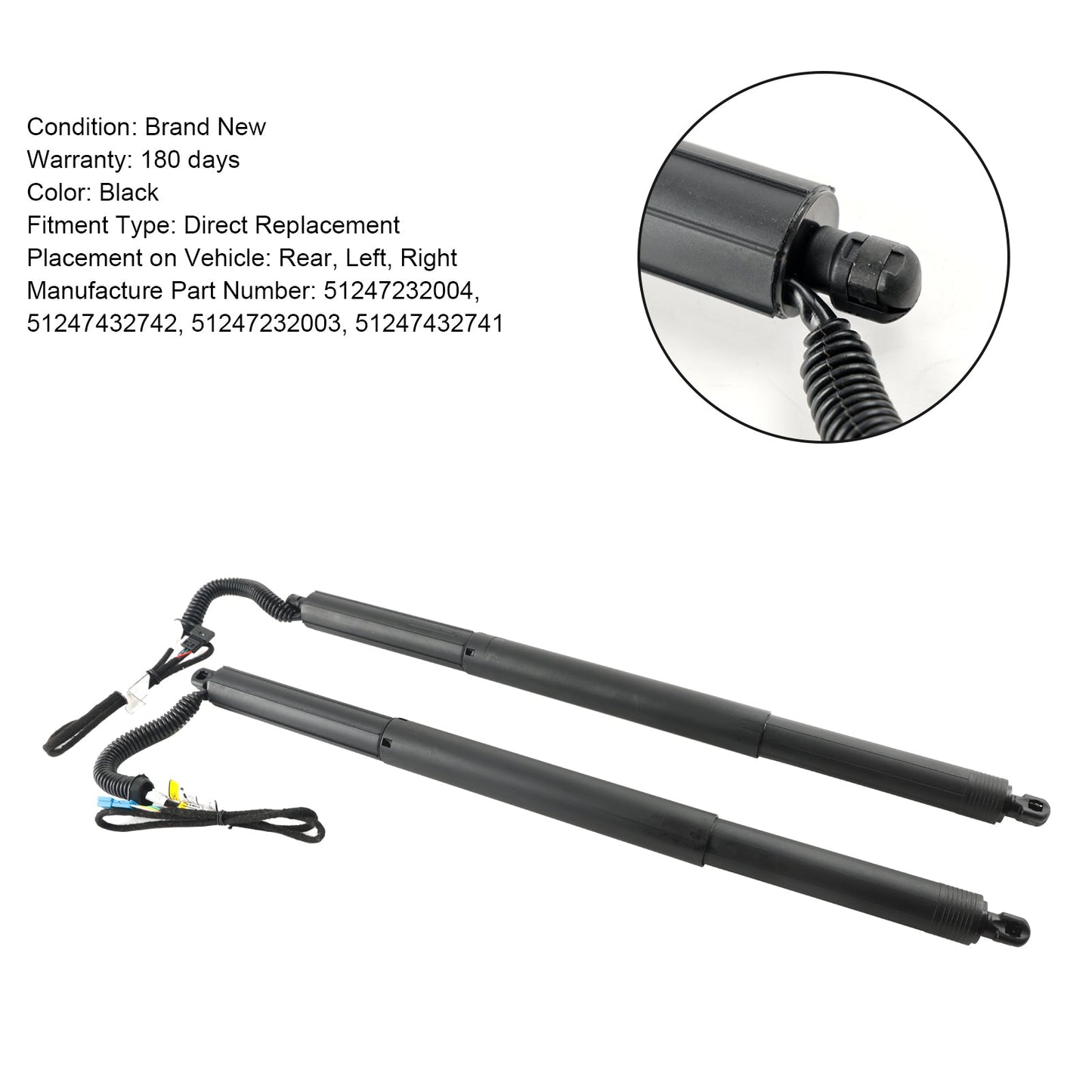 2011-2017 BMW X3 F25 sDrive 18d, sDrive 20i, xDrive 20d, xDrive 20i, xDrive 28d 2PCS Left & Right Electric Tailgate Struts Gas 51247232003