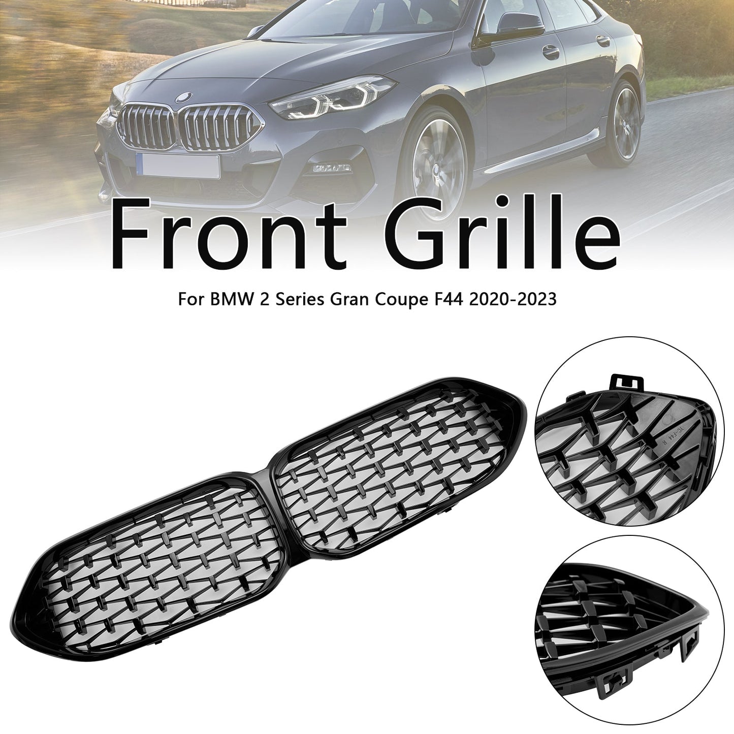 2020-2023 BMW 2 Series F44 Coupe M Diamond Gloss Black Front Grille Grill 51135A39378 51138080494