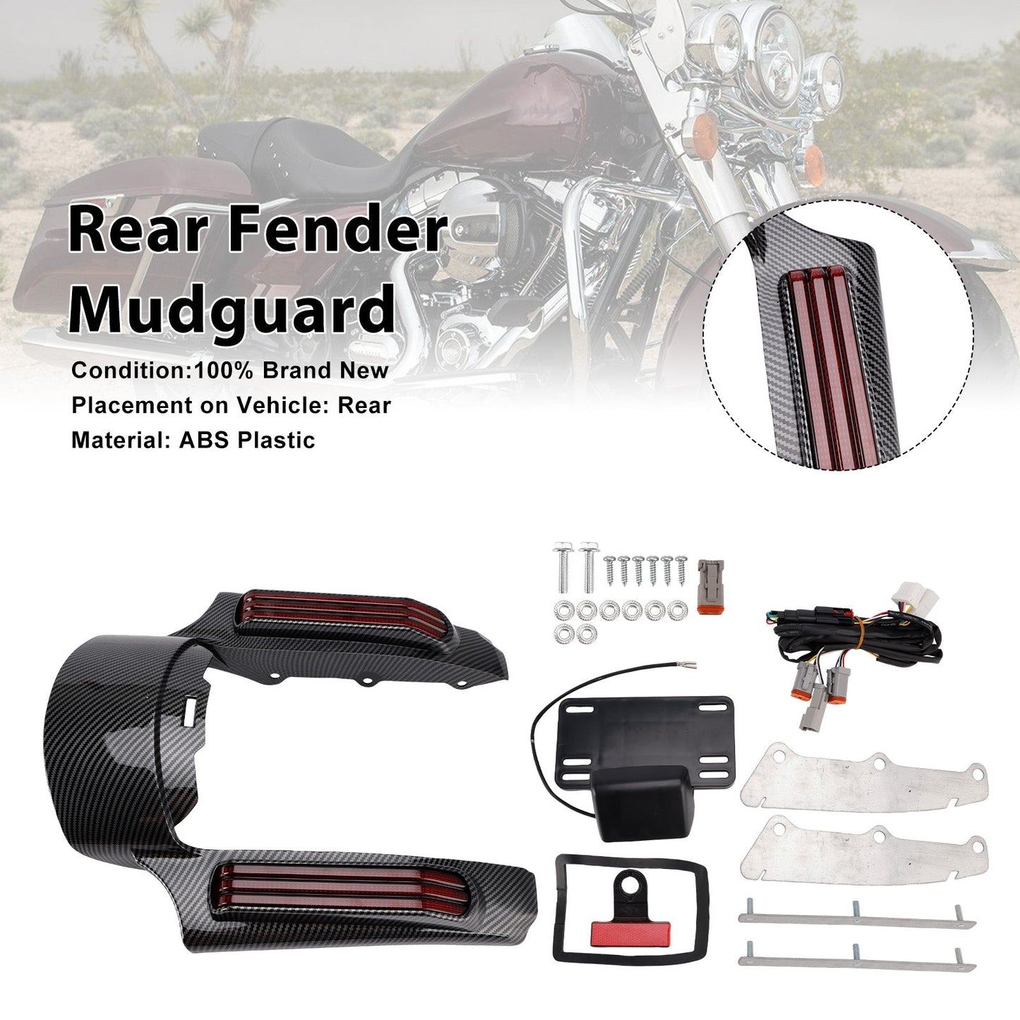 Rear Fender LED Light fit for Touring Road King FLHR Street Glide 14+