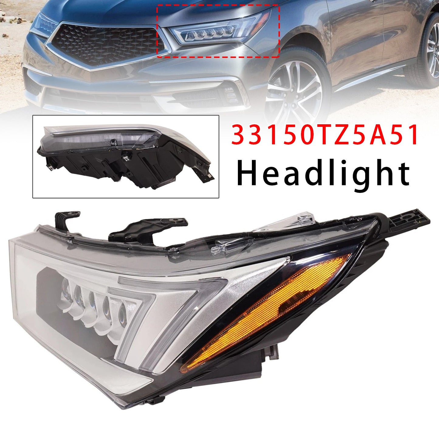 2017-2020 For MDX Sport Hybrid Front Left LED Headlight 33150TZ5A51