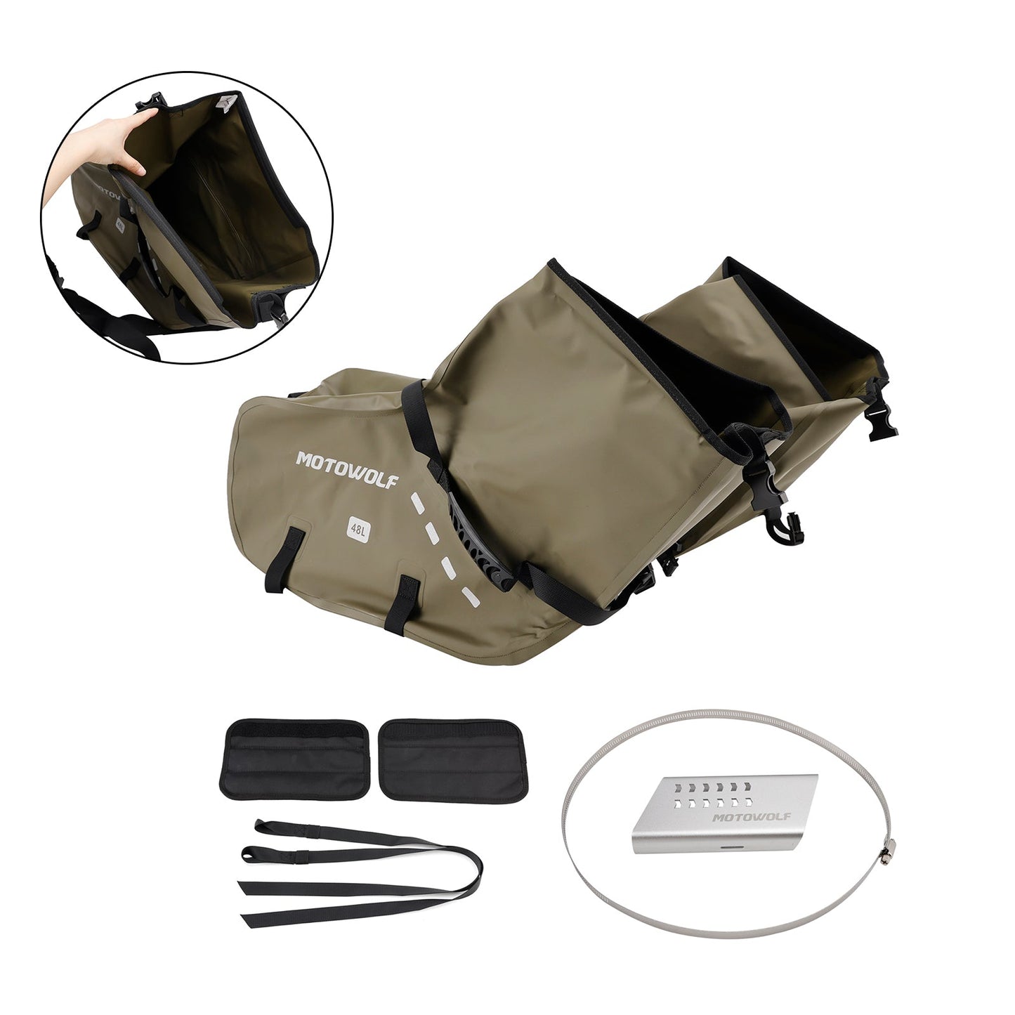 Side Tail Bag Saddlebag Color Matching Luggage 86L Green For Scooter Motorcycle