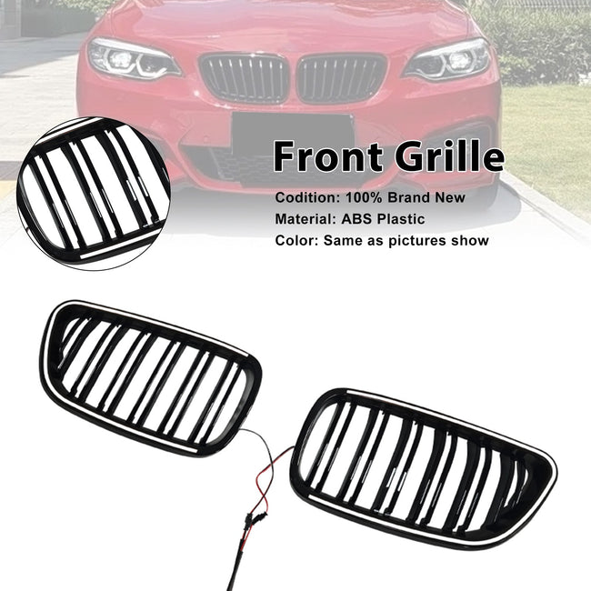 Front Kidney Grill Grille Fit BMW 2 Series F22 F23 F24 2014-2018 Gloss Black