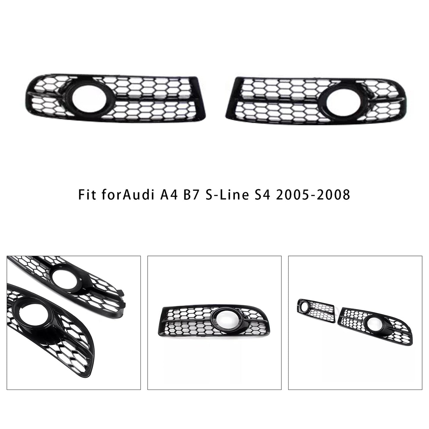 2005-2008 Audi A4 B7 S-Line S4 Front Bumper Honeycomb Fog Grille Cover
