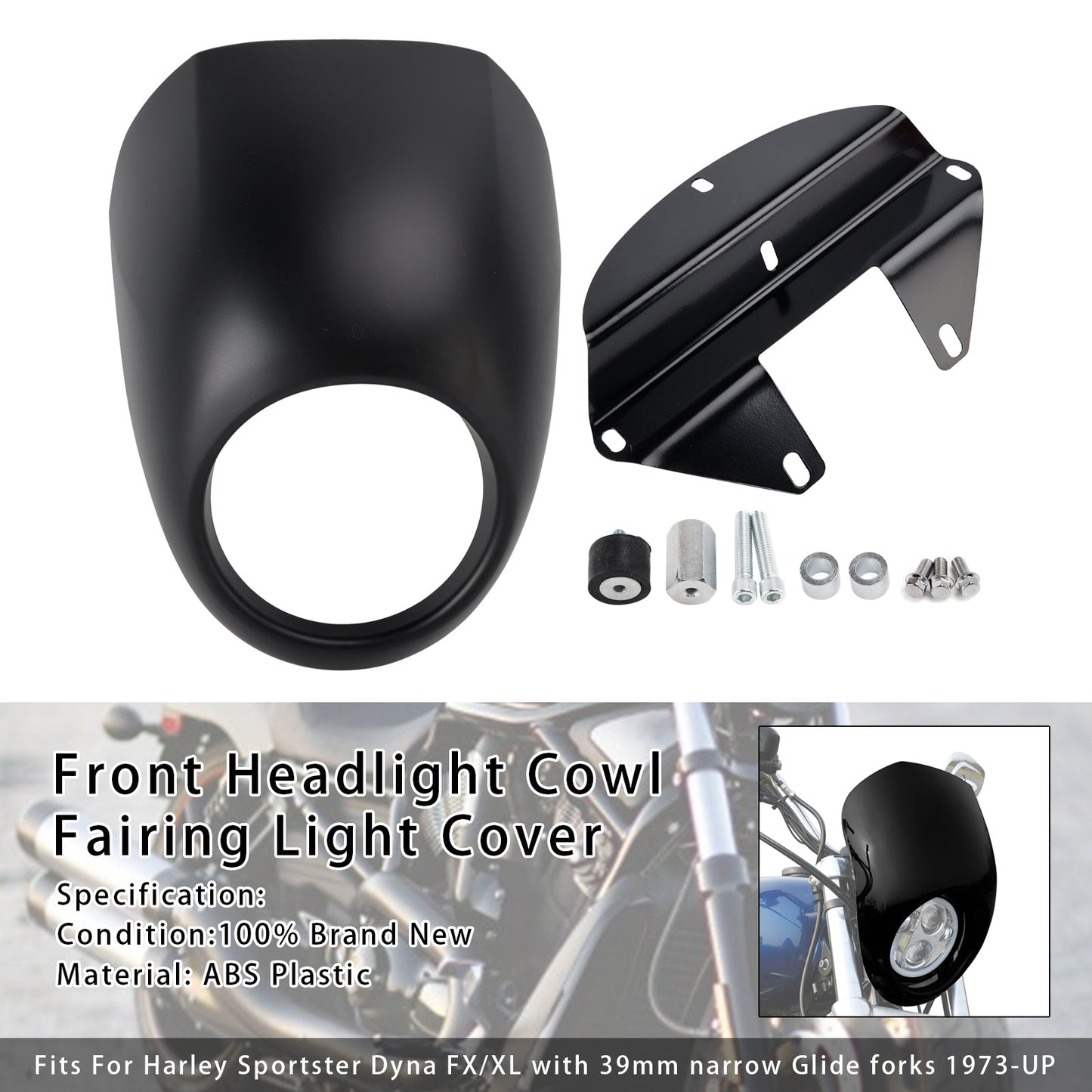 1973-up Sportster Dyna XL 883 1200 FX Headlight Fairing Light Cover