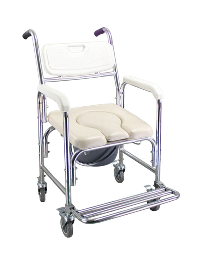 Multifunction Wheeled Mobility Toilet Seat Frame Shower Commode Wheelchair For Elderly