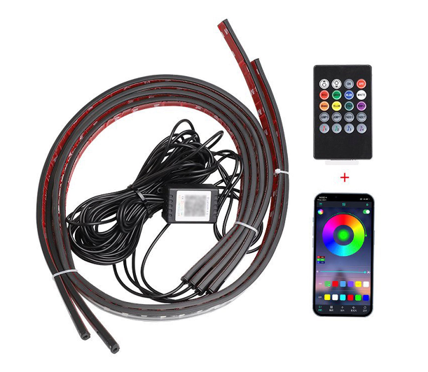 4Pcs LED Chassis Light Modified With Fantasy Ambient Light APP+Remote Control 90*2+120*2